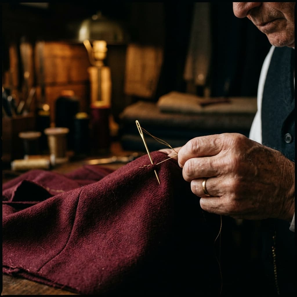 Tailor working on a bespoke garment